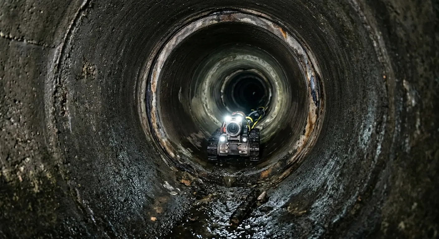 Robotic sewer camera inspecting pipe interior for Drain Snake Service in Lake Holiday